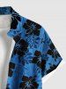 Chemise hawaïenne grande taille à imprimé feuilles tropicales et fleurs d'hibiscus ombré avec poches boutonnées pour homme - Bleu 2XL