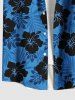 Chemise hawaïenne grande taille à imprimé feuilles tropicales et fleurs d'hibiscus ombré avec poches boutonnées pour homme - Bleu 2XL