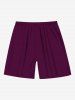 Plus Size Solid Color Drawstring Pocket Beach Shorts For Men -  