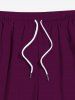 Plus Size Solid Color Drawstring Pocket Beach Shorts For Men -  