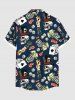 Plus Size Skulls Dealer Poker Dice Print Buttons Pocket Shirt For Men -  