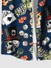 Plus Size Skulls Dealer Poker Dice Print Buttons Pocket Shirt For Men -  