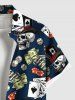 Plus Size Skulls Dealer Poker Dice Print Buttons Pocket Shirt For Men -  