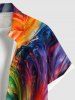 Chemise hawaïenne grande taille à imprimé vagues arc-en-ciel et peinture à l'huile, boutons et poches, pour homme - Multi-F XL