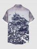 Chemise hawaïenne grande taille à boutons et poches pour homme, motif pieuvre, vagues, voilier, croisière - Gris 2XL