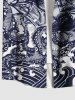Plus Size Octopus Sea Waves Sailboat Cruise Print Buttons Pocket Hawaii Shirt For Men -  