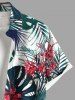Plus Size Tropical Leaf Flowers Print Buttons Pocket Hawaii Shirt For Men -  
