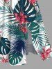 Plus Size Tropical Leaf Flowers Print Split Hawaii Midi Dress -  