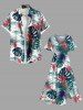 Plus Size Tropical Leaf Flowers Print Split Hawaii Midi Dress -  