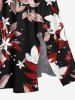 Plus Size Flowers Leaf Star Print Split Hawaii Midi Dress -  