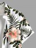 Plus Size Hibiscus Flowers Tropical Leaf Print Buttons Pocket Hawaii Shirt For Men -  