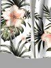 Plus Size Hibiscus Flowers Tropical Leaf Print Buttons Pocket Hawaii Shirt For Men -  