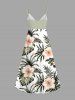 Plus Size Hibiscus Flowers Tropical Leaf Print Surplice Hawaii Cami Dress -  