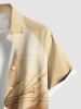 Chemise hawaïenne grande taille à imprimé floral et perles ombré, boutons et poches pour homme - café 3XL