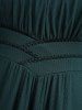 Robe à volants froncés, manches évasées en maille transparente, coupe haute et basse texturée - Vert profond XXXL