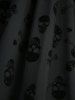 Gothic Ruched Skulls Flocking Mesh Asymmetrical Cold Shoulder Dress -  