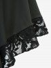 Robe trapèze à épaules dénudées et manches évasées, ornée de dentelle à fleurs gothiques - Noir S