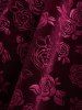 Gothic Lace Flare Sleeve Rose Flower Velvet Embossed Lace-up Ruched 2 in 1 A Line Dress -  