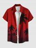 Tenue de plage hawaïenne assortie grande taille à imprimé cocotiers ombré Dip Dye pour couples - Rouge 