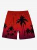 Tenue de plage hawaïenne assortie grande taille à imprimé cocotiers ombré Dip Dye pour couples - Rouge 