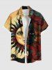Tenue de plage hawaïenne assortie grande taille, motif soleil, lune, étoiles, visage et arbres, pour couples - café 