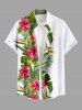 Ensemble chemise et barboteuse hawaïennes assorties, grande taille, tenue de plage, imprimé feuilles tropicales et hibiscus, pour couples - Blanc 