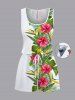Ensemble chemise et barboteuse hawaïennes assorties, grande taille, tenue de plage, imprimé feuilles tropicales et hibiscus, pour couples - Blanc 