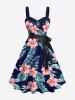 Tropical Leaf Hibiscus Flower Print Plus Size Matching Hawaii Beach Outfit For Couples -  