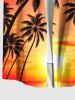 Tenue de plage hawaïenne assortie grande taille à imprimé cocotier, soleil, crépuscule, pour couples - Noir 