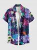 Colorful Coconut Tree Tropical Leaf Hibiscus Flower Print Plus Size Matching Hawaii Beach Outfit For Couples -  