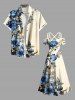 Flowers Leaf Print Plus Size Matching Hawaii Beach Outfit For Couples -  