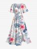 Tenue de plage hawaïenne assortie grande taille à imprimé tropical, fleurs d'hibiscus et feuilles, pour couples - Gris Clair 