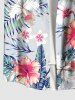 Plus Size Hibiscus Flowers Leaf Tropical Print Buttons Pocket Hawaii Shirt For Men -  