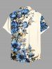 Chemise hawaïenne grande taille à imprimé fleurs et feuilles, avec poches et boutons, pour homme - café lumière XL