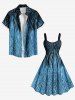 Plus Size Curve Pattern Sparkling Sequin 3D Print Hawaii Tank Dress -  