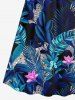 Robe camisole hawaïenne à imprimé feuilles tropicales et fleurs grande taille - Bleu profond S