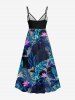 Plus Size Tropical Leaf Flowers Print Surplice Hawaii Cami Dress -  