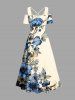 Robe longue hawaïenne grande taille à imprimé fleurs et feuilles, épaules dénudées et croisée - café lumière 6X
