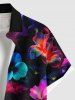 Plus Size Hibiscus Flowers Print Buttons Pocket Hawaii Shirt For Men -  