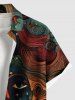 Chemise grande taille à boutons et poches pour homme, imprimé soleil, lune, étoiles, visage, arbres - café lumière 6XL