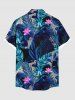 Chemise hawaïenne grande taille à imprimé feuilles tropicales et fleurs, avec poches et boutons, pour homme - Bleu profond 2XL