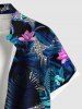 Chemise hawaïenne grande taille à imprimé feuilles tropicales et fleurs, avec poches et boutons, pour homme - Bleu profond 6XL