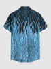 Plus Size Curve Pattern Sparkling Sequin 3D Print Buttons Pocket Hawaii Shirt For Men -  