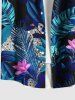 Chemise hawaïenne grande taille à imprimé feuilles tropicales et fleurs, avec poches et boutons, pour homme - Bleu profond 6XL