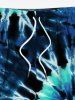 Plus Size Spiral Tie Dye Print Hawaii Drawstring Pocket Beach Shorts For Men -  