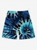 Plus Size Spiral Tie Dye Print Hawaii Drawstring Pocket Beach Shorts For Men -  
