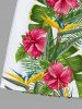 Short de plage hawaïen grande taille à imprimé feuilles tropicales et fleurs d'hibiscus pour homme - Blanc 5XL
