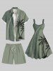 Short de plage grande taille uni avec cordon de serrage et poches pour homme - Vert clair 7XL