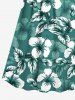 Plus Size Tropical Leaf Hibiscus Flower Print Hawaii Surplice A Line Cami Dress -  