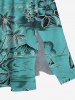 Robe mi-longue trapèze grande taille à imprimé paysage marin hawaïen, motif cocotier, hibiscus et fleurs - Vert 4X